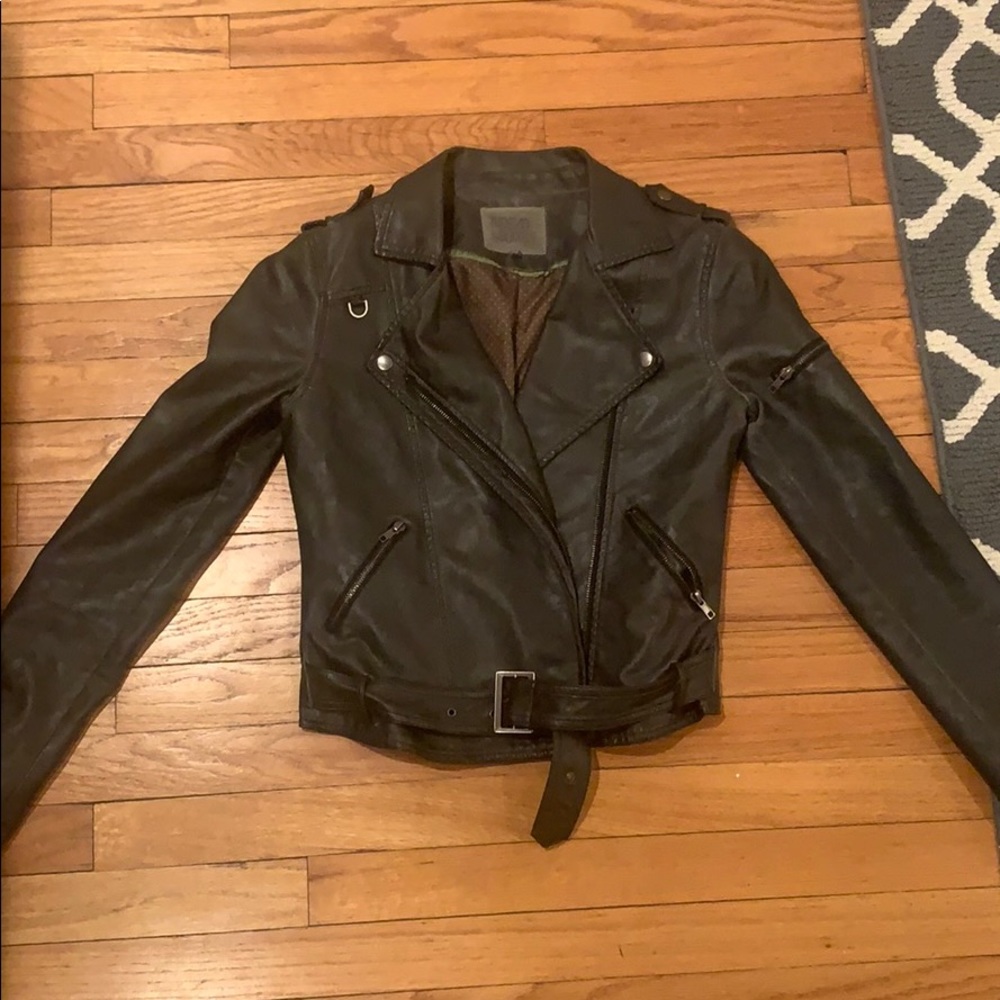 Thread & Supply metallic leather moto jacket